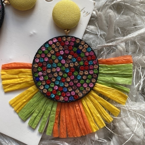 Green/Orange/Yellow and Multi-Color Stone Earrings - Picture 2 of 5